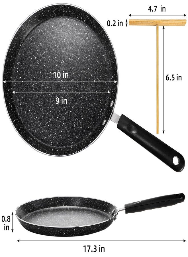 WRINGKIT 10 Inch Nonstick Crepe Pan with Spreader, Flat Skillet Tortilla Pan with Granite Coating, Round Griddle Pancake Pan with Stay-Cool Handle, Induction Compatible, PFOA Free - Image 2